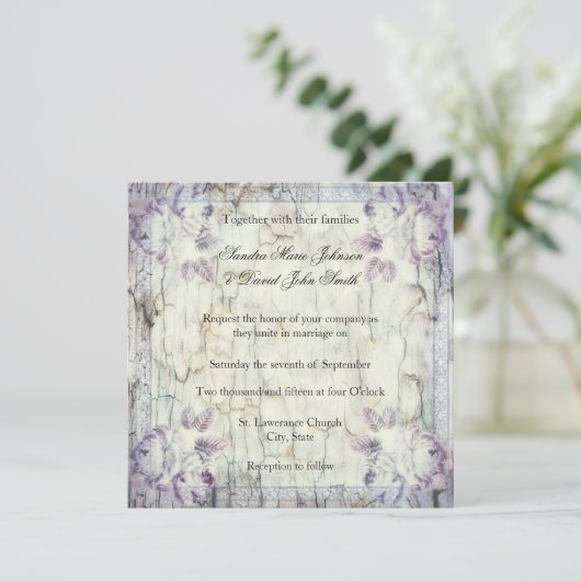 Uitnodiging voor het huwelijk van hout (Staand voorkant)