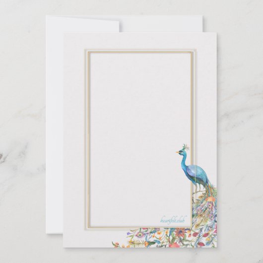 Uitnodiging voor het huwelijk van pauwen (Achterkant)