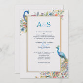 Uitnodiging voor het huwelijk van pauwen (Voorkant / Achterkant)