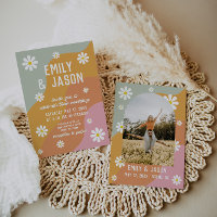 uitnodiging voor het huwelijk van retro groovy 70