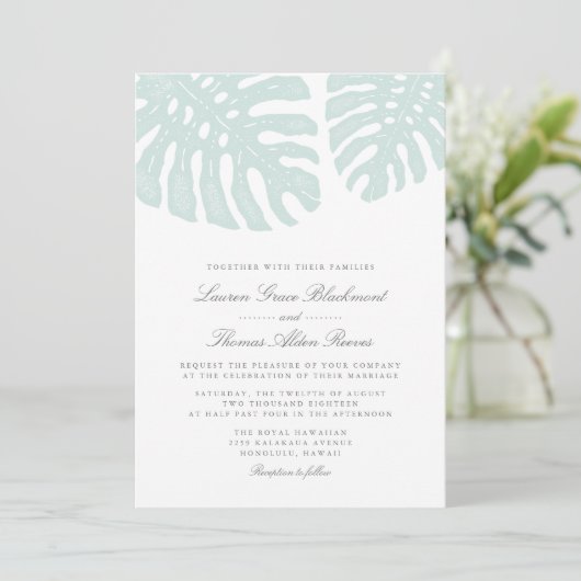 uitnodiging voor het huwelijk van Tropics (Staand voorkant)