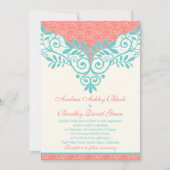  uitnodiging voor het huwelijk van Turquoise Coral (Voorkant)