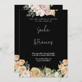 Uitnodiging voor het huwelijk | Witte bloemen en g (Voorkant / Achterkant)