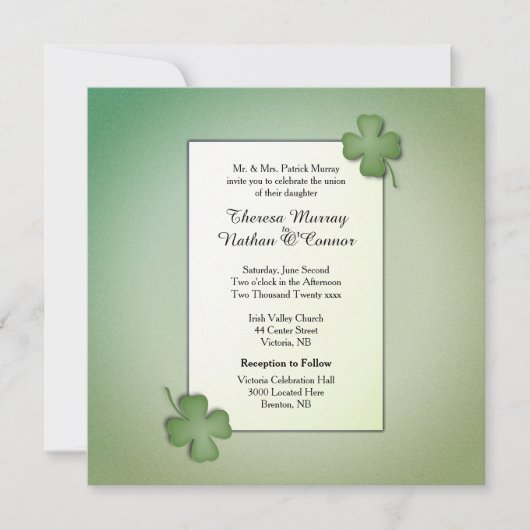 Uitnodiging voor het Ierse Dream Wedding (Voorkant)