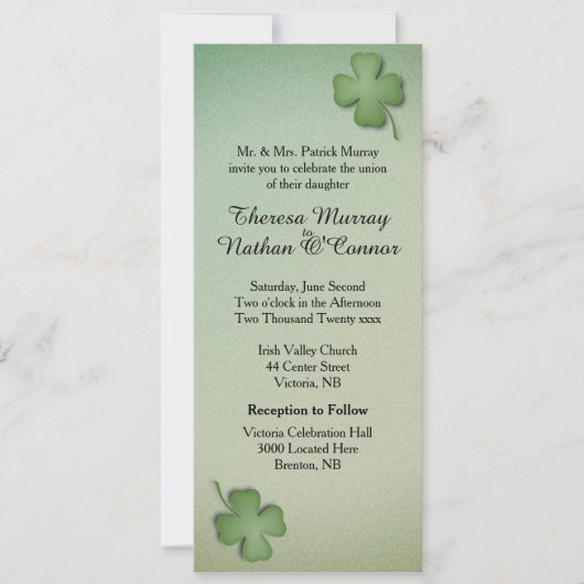 Uitnodiging voor het Ierse Dreaming Wedding (Voorkant)