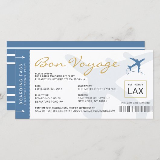 Uitnodiging voor het instappen van een pas Ticket  (Voorkant / Achterkant)