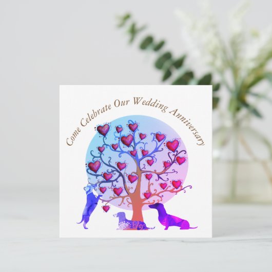 Uitnodiging voor het Jubileum, Red Hearts Tree (Staand voorkant)