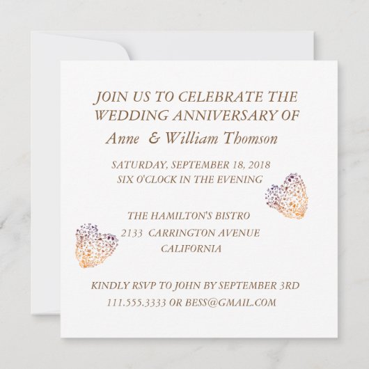 Uitnodiging voor het Jubileum, Red Hearts Tree (Achterkant)