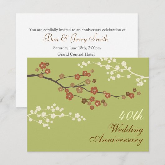 Uitnodiging voor het jubileumfeest van Plum Blosso (Voorkant / Achterkant)