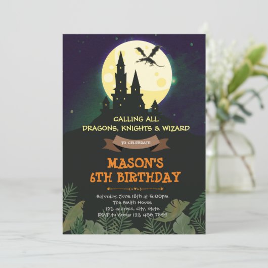 Uitnodiging voor het kasteel van Dragon (Staand voorkant)