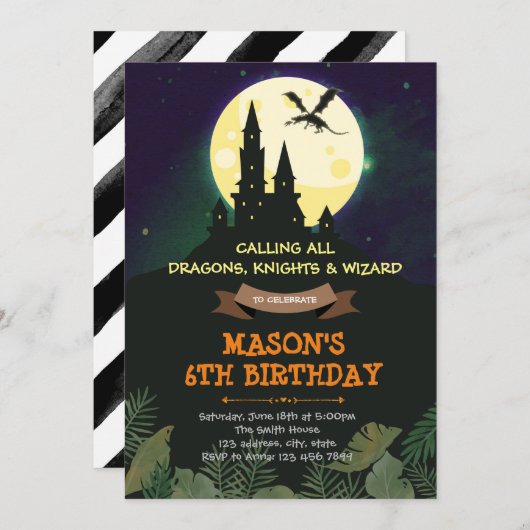 Uitnodiging voor het kasteel van Dragon (Voorkant / Achterkant)