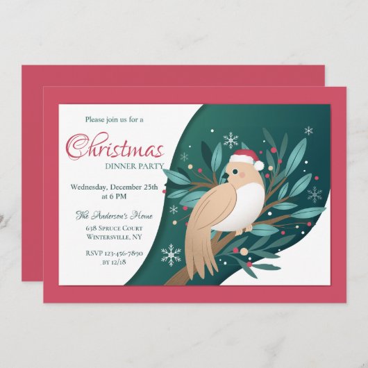 Uitnodiging voor het kerstdiner van de Turtledove (Voorkant / Achterkant)