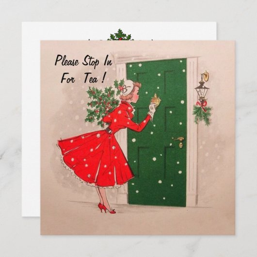 Uitnodiging voor het kerstfeest. (Voorkant / Achterkant)