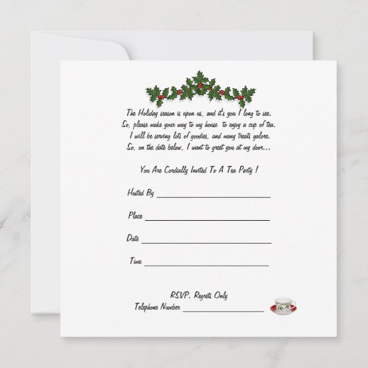 Uitnodiging voor het kerstfeest. (Achterkant)