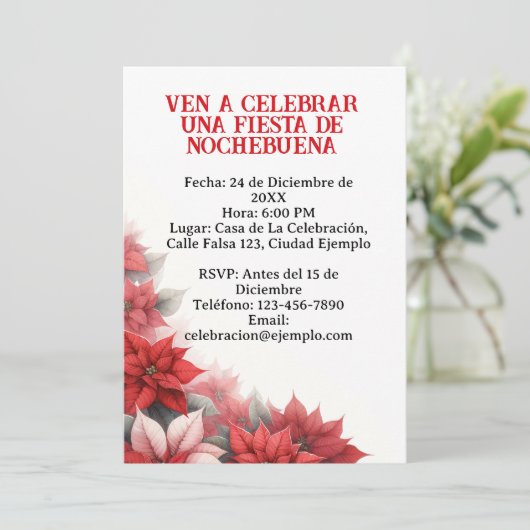 Uitnodiging voor het Kerstfeest Spanje (Staand voorkant)