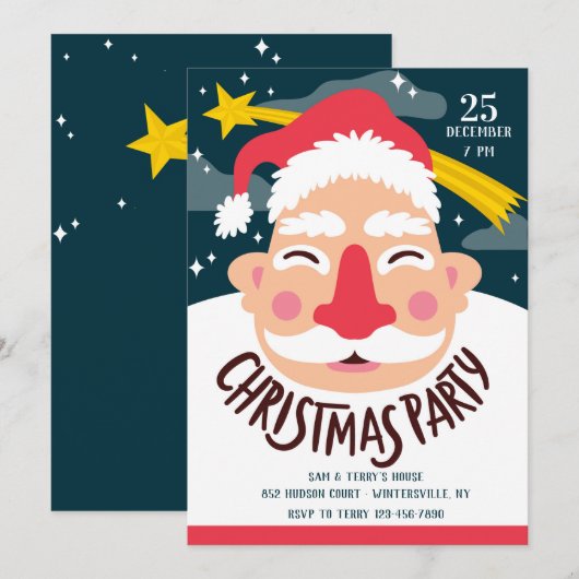 Uitnodiging voor het Kerstfeest van Kerstman met g (Voorkant / Achterkant)