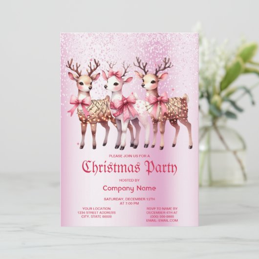 Uitnodiging voor het kersthertenfeest (Staand voorkant)