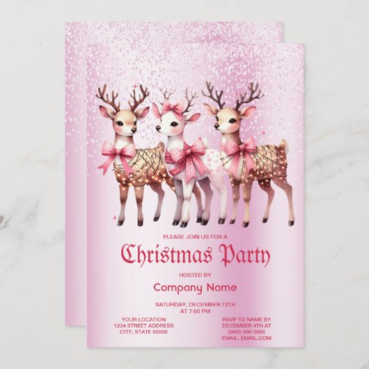 Uitnodiging voor het kersthertenfeest (Voorkant / Achterkant)