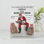 Uitnodiging voor het kerstman werkplaatsfeest (Staand voorkant)