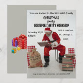 Uitnodiging voor het kerstman werkplaatsfeest (Voorkant / Achterkant)