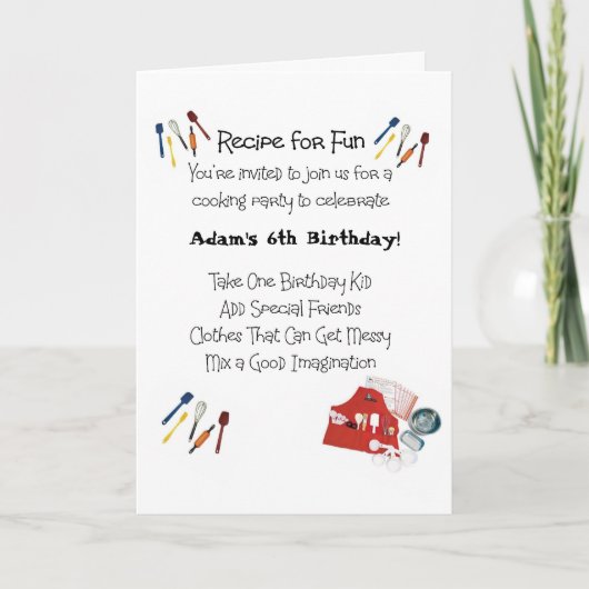 Uitnodiging voor het Kinder kookthema (Voorkant)