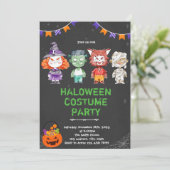 uitnodiging voor het kostuum Halloween (Staand voorkant)