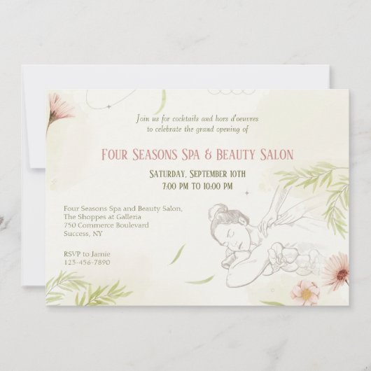 Uitnodiging voor het kuuroord en schoonheidssalon (Voorkant)