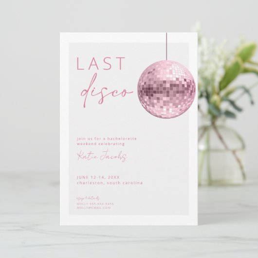 Uitnodiging voor het laatste disco-meisjesweekend (Staand voorkant)