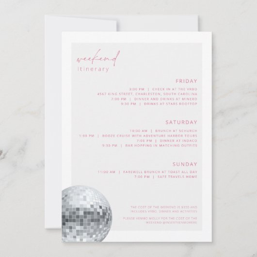 Uitnodiging voor het laatste disco-meisjesweekend (Achterkant)