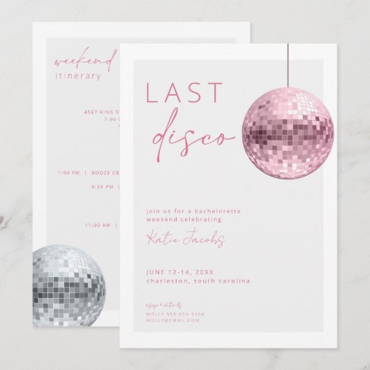 Uitnodiging voor het laatste disco-meisjesweekend (Voorkant / Achterkant)