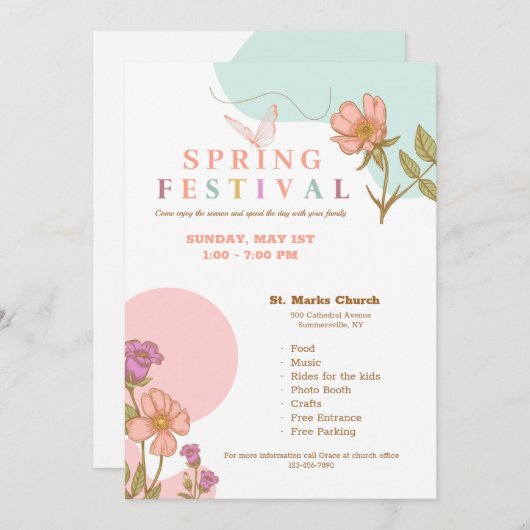 Uitnodiging voor het Lentenfestival (Voorkant / Achterkant)