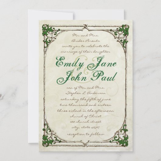 uitnodiging voor het Lijst Twig Ivy Wedding (Voorkant)