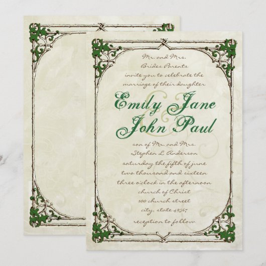 uitnodiging voor het Lijst Twig Ivy Wedding (Voorkant / Achterkant)