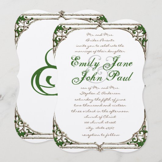 uitnodiging voor het Lijst Twig Ivy Wedding (Voorkant / Achterkant)