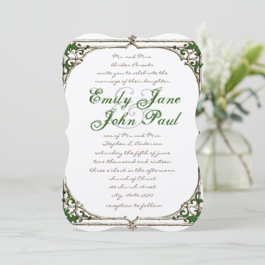  uitnodiging voor het Lijst Twig Ivy Wedding (Staand voorkant)