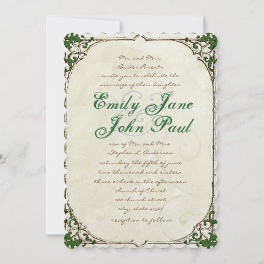 uitnodiging voor het Lijst Twig Ivy Wedding (Voorkant)