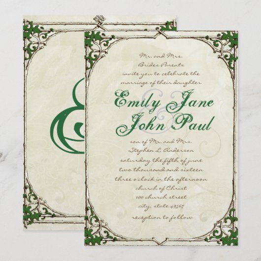  uitnodiging voor het Lijst Twig Ivy Wedding (Voorkant / Achterkant)