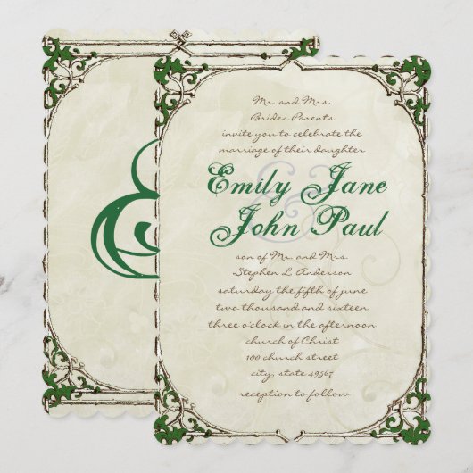 uitnodiging voor het Lijst Twig Ivy Wedding (Voorkant / Achterkant)