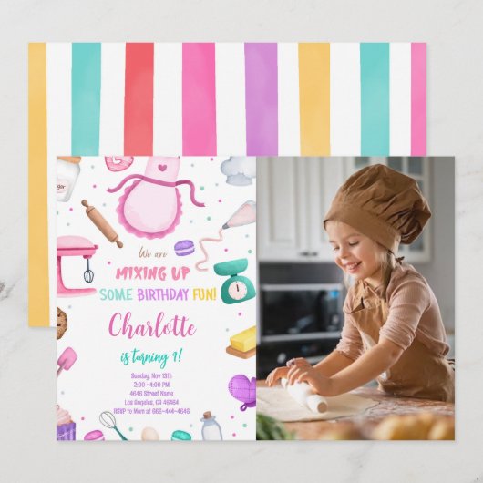 Uitnodiging voor het maken van cake foto (Voorkant / Achterkant)
