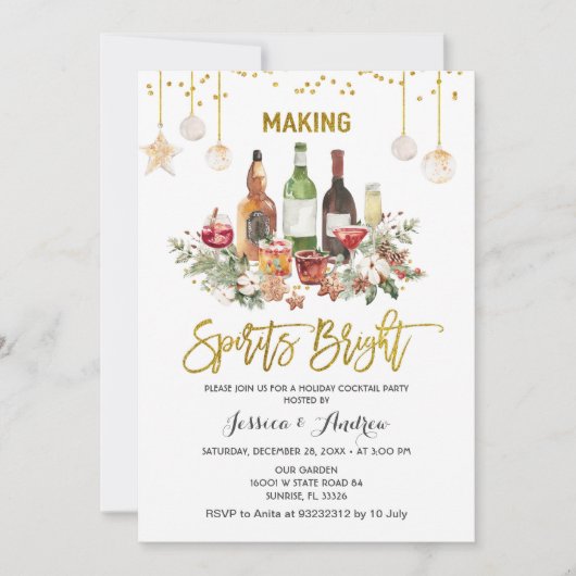 Uitnodiging voor het 'Making Spirits Bright' Kerst (Voorkant)