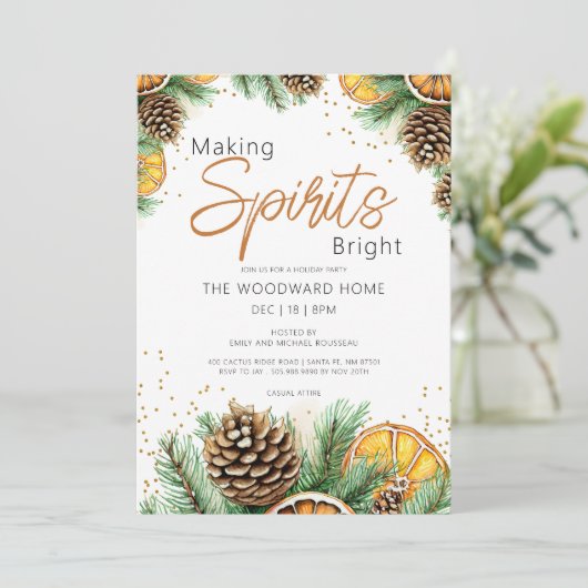 Uitnodiging voor het 'Making Spirits Bright' Kerst (Staand voorkant)