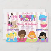 Uitnodiging voor het meisje-slumberfeest. (Voorkant)