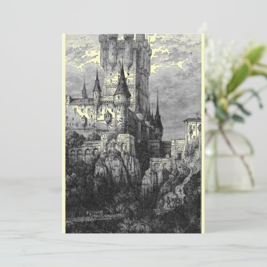 Uitnodiging voor het middeleeuwse kasteel (Staand voorkant)