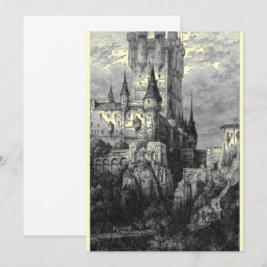 Uitnodiging voor het middeleeuwse kasteel (Voorkant / Achterkant)