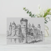 Uitnodiging voor het middeleeuwse kasteel (Staand voorkant)