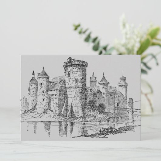 Uitnodiging voor het middeleeuwse kasteel (Staand voorkant)