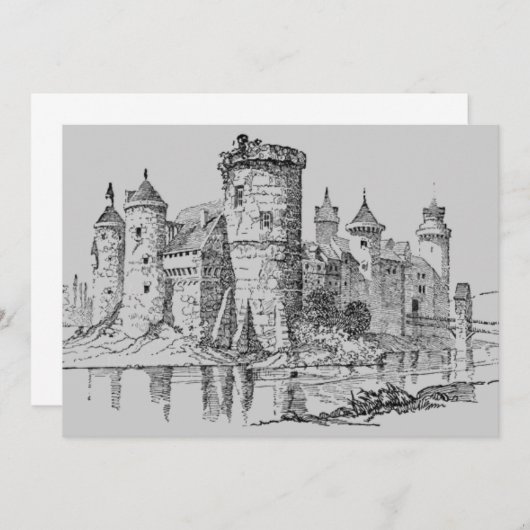 Uitnodiging voor het middeleeuwse kasteel (Voorkant / Achterkant)