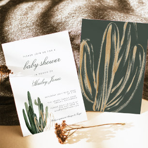 Uitnodiging voor het moderne Cactus Baby shower