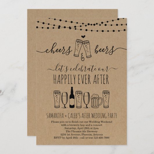 Uitnodiging voor het nafeest na de bruiloft met Ch (Voorkant / Achterkant)