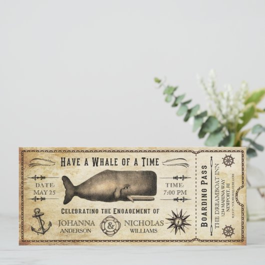 Uitnodiging voor het Nautical Whale Engagement Par (Staand voorkant)